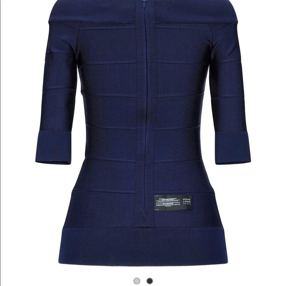 Herve Leger Dark Blue (Navy) Off the shoulder top - Picture 2 of 2